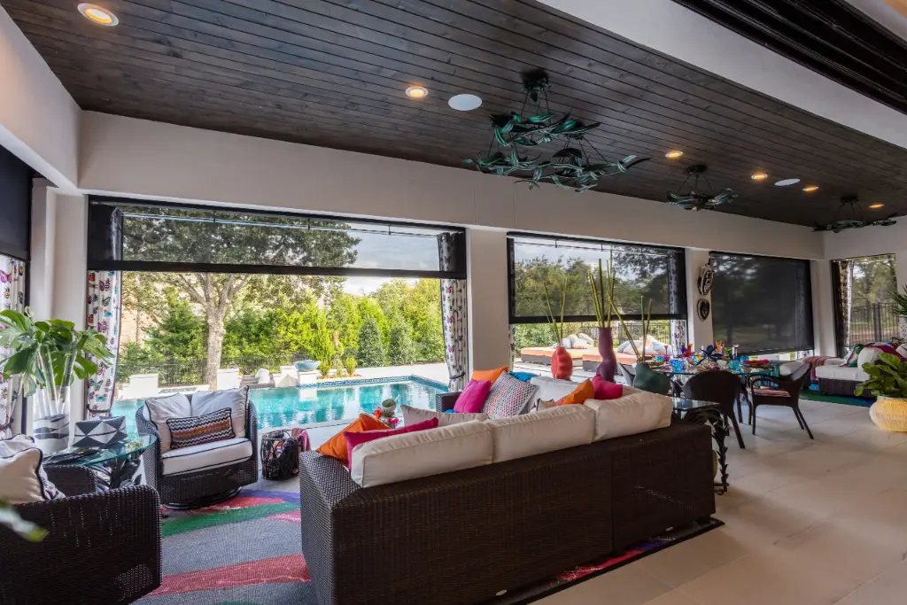 Motorized retractable screens on a Seattle-area home